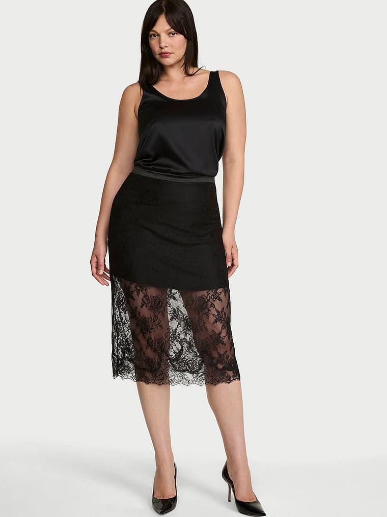 Женские юбки Victoria's Secret Rose Lace Midi Skirt