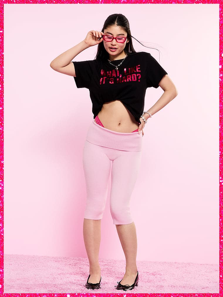 Женские брюки PINK Elle Knit Foldover Capri Pants