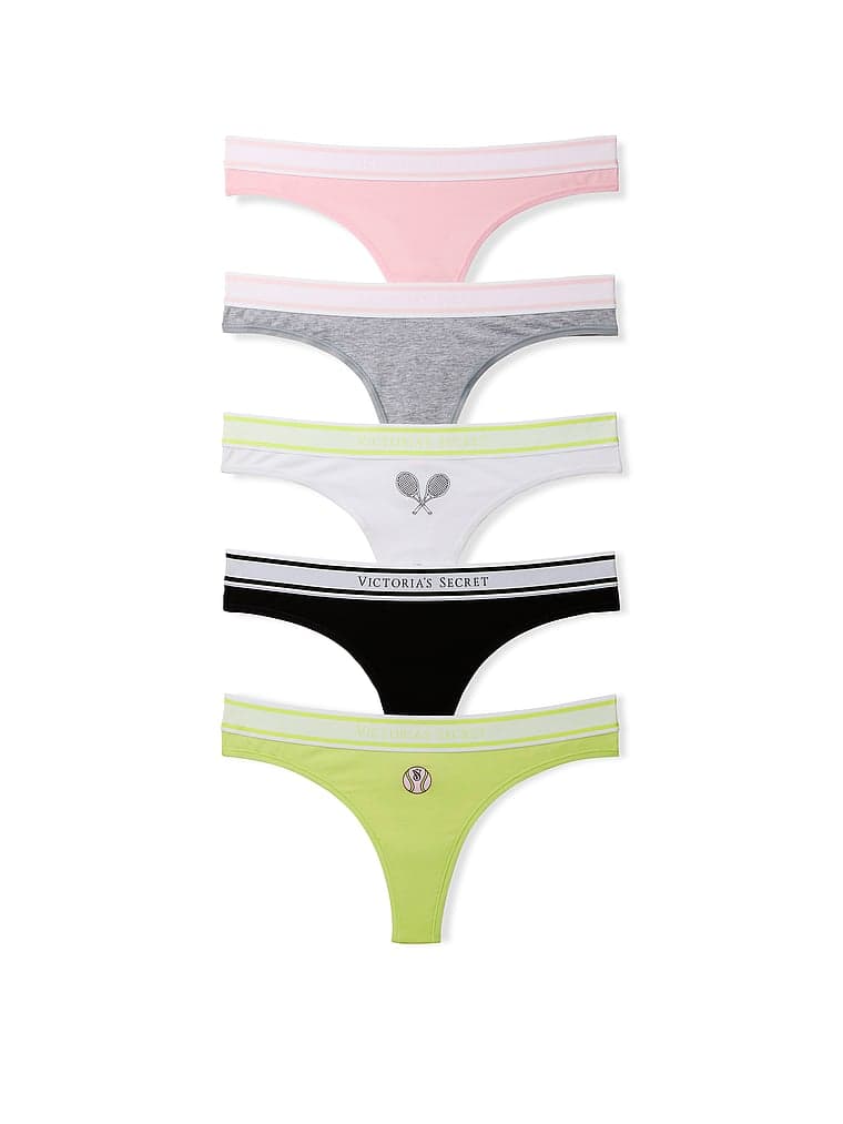 Трусы-стринги Tennis, с логотипом, хлопок, 5 шт. — Victoria's Secret